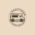 Food Truck Hamburger Logo Vector Illustration. Fast Food Truck Logo Vector Illustration