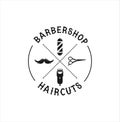 Barbershop Logo Design silhouette Vector Stock on the white background . haircut Logo Vintage Hispter badge .