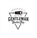 Barbershop Logo Design silhouette Vector Stock on the white background . haircut Logo Vintage Hispter badge .