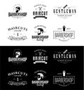 Set Of Barbershop Logo Design Vintage silhouette Vector Stock on the white background . haircut Logo Vintage Hispter badge .