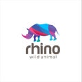 Creative Abstract Colorful Rhino Logo Icon Design Vector. Wild Animal Logo .rhinocheros Colorful Logo Design Illustration