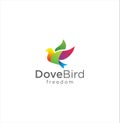 Bird Dove Pigeon Logo Template Vector Illustration Icon Element . Fliying Bird Colorful Logo Design Illustration Royalty Free Stock Photo