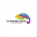 Creative Abstract Colorful Chameleon Logo Icon Design Vector . Animal Colurful Logo Illustration