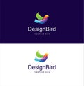 Abstract Bird Logo Design Creative sign with a dark blue and white background. Colorful Bird Logo Icon Design .Fliying Bird Colorf Royalty Free Stock Photo