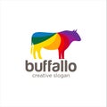 Creative Abstract Colorful Buffallo Logo Icon Design Vector . Animal Colurful Bull Logo Illustration Royalty Free Stock Photo