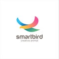 Smart Bird Logo Design Creative Color Sign .Fliying Bird colibri hummingbird logo Colorful Design Illustration
