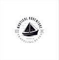 Sailing Yacht Logo design silhouette inspiration simple. Vintage Boat Logo Hipster Retro