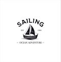 Sailing Yacht Logo design silhouette inspiration simple. Vintage Boat Logo Hipster Retro