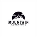 Alpine Mountain Adventure logo Vintage Hipster Retro silhouette. Mountain Outdoor Logo Design ,Hiking, Camping, Expedition And Out