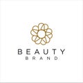Circle Luxury beautiful logo design with flower ornament . Luxury Wedding Logo .premade wedding logo