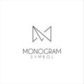 Monogram Letter M Logo With Thin Black Monogram Outline Contour. Modern Trendy Letter M Design Vector Illustration.