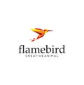 Flame Bird Logo . Flying Fire Bird abstract Logo design vector template