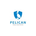 Pelican Logo abstract design vector template . Pelican Shield Logo Design .