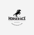 Horse Race Logo Design Vintage Retro Hipster silhouette Illustration . Reining Horse Equestrian Logo