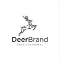 Deer Logo Line Design Symbol Vector . Abstract Deer Jump Logo Line Stock Vector