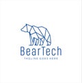 Creative Bear Logo Line Design Symbol Vector . Bear Grizzly Logo Line .