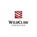 Square Wild Claw Logo Design . Wild animal monster claws scratches