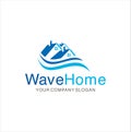 Wave Real Estate Logo Design Vector Stock. wave house logo . wave home logo icon vector. Royalty Free Stock Photo