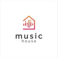 Music House Logo Design Vector Stock. equaliser home logo Design Illustration