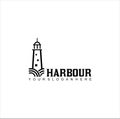 Vintage lighthouse logo Design silhouette . harbour logo silhouette Retro Hipster Vector Illustration