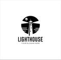 Vintage lighthouse logo Design silhouette . harbour logo silhouette Retro Hipster Vector Illustration