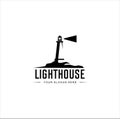 Vintage lighthouse logo Design silhouette . harbour logo silhouette Retro Hipster Vector Illustration