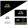 Backhoe Logo Design . Excavator Logo Business Card Template Stock Vector . Construction logo Royalty Free Stock Photo