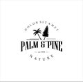 Vintage Nature Palm And Pine Logo Hipster Retro Design Vector Stock Illustration