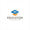 Media Education Logo . Digital school book online education logo and graduation hat. E-book or e-reader soft icon. On-line educati