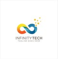 Infinity Tech Logo Design Template Illustration . Infinity Logo with color gradient Design Vector Stock . Limitless Logo . Infinit