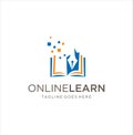 Digital Book Tech Logo. Modern Book Logo Design Template . Tech Book Logo . Media Education Logo . Digital school book online educ