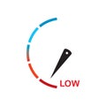 Low level icon measuring indicator. Speedometer, tachometer, fuel. Flat vector illustration on white background Royalty Free Stock Photo