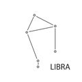 Libra Zodiac constellation stars sign with titles.  Vector illustration, isolated on white background Royalty Free Stock Photo