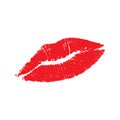 Red lips pomade imprint. Kiss day. Vector illustration on white background