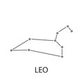 Leo Zodiac constellation stars sign with titles.  Vector illustration, isolated on white background Royalty Free Stock Photo