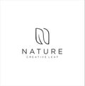 Letter  N Leaf Logo Design with Leaf Outline . N letter Nature Logo Organic Design Template Royalty Free Stock Photo