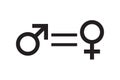 Gender inequality and equality symbol. Man and Woman  Male and Female black icon template vector isolate on white background Royalty Free Stock Photo