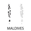 Maldives islands map vector, isolated on white background.