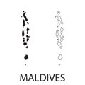 Maldives islands map vector, isolated on white background. Royalty Free Stock Photo