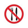 Do not eat or drink sign. No eating or drinking, prohibition sign. Vector illustration on white background