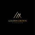 Triangle Crown Logo Gold . Gold triangle premium luxury logo icon Vector . Luxury Triangle Logo