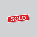 Simple Sold Sticker Label Vector Illustration Sign.