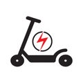 Black kick electrical scooter icon. Vector isolated on white. Eco transport symbol