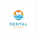 Tooth Dentist Dental Beach Logo Design .Modern Teeth Dental Care on the Beach logo design inspiration .