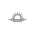 Sunrise or sunset icon, symbol. Simple flat vector illustration for web site or mobile app.