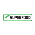 Superfood green word text with leaf for icon, sign, symbol, label, poster, badge or logo design.