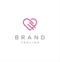 Monogram Heart Love Logo Line Design Abstract Stock Vector . love Heart Logo Design Template