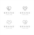 Set Of Heart Love Logo Line Design Abstract Stock Vector . love Heart Logo Design Template