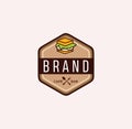 Vector vintage fast food logo. Hipster natural sandwich label, sign. Bistro icon. Street eatery emblem Royalty Free Stock Photo