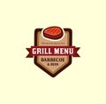 vintage steak house logo.Set of vintage retro badge, label, logo design templates for hotdog, steak house, grill menu. Royalty Free Stock Photo